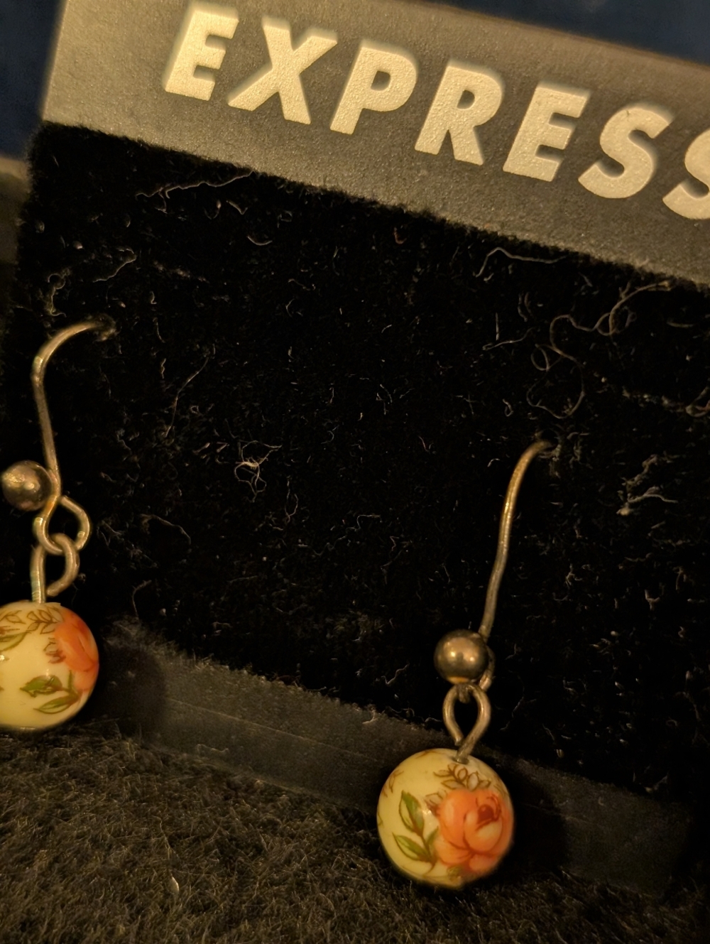 Express Floral Drop Earrings in Pink and Cream